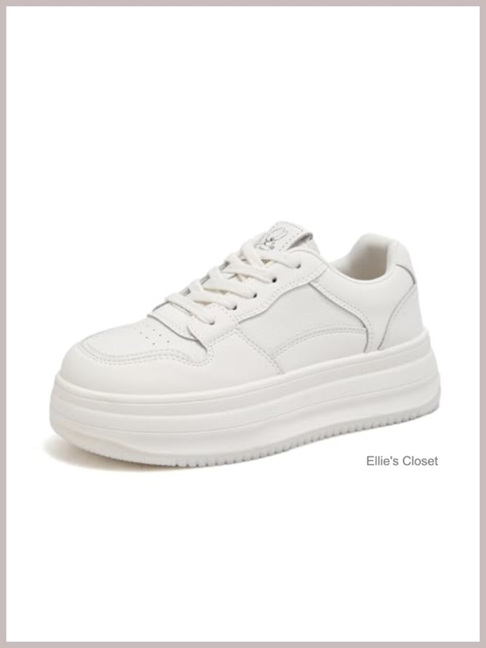 Women Platform Sneakers Chunky PU Leather Lace-Up Casual Walking Shoes
